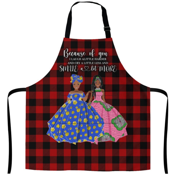 Afro Art Apron For Sistas Cuz Of U -2 Sisters White / One Size