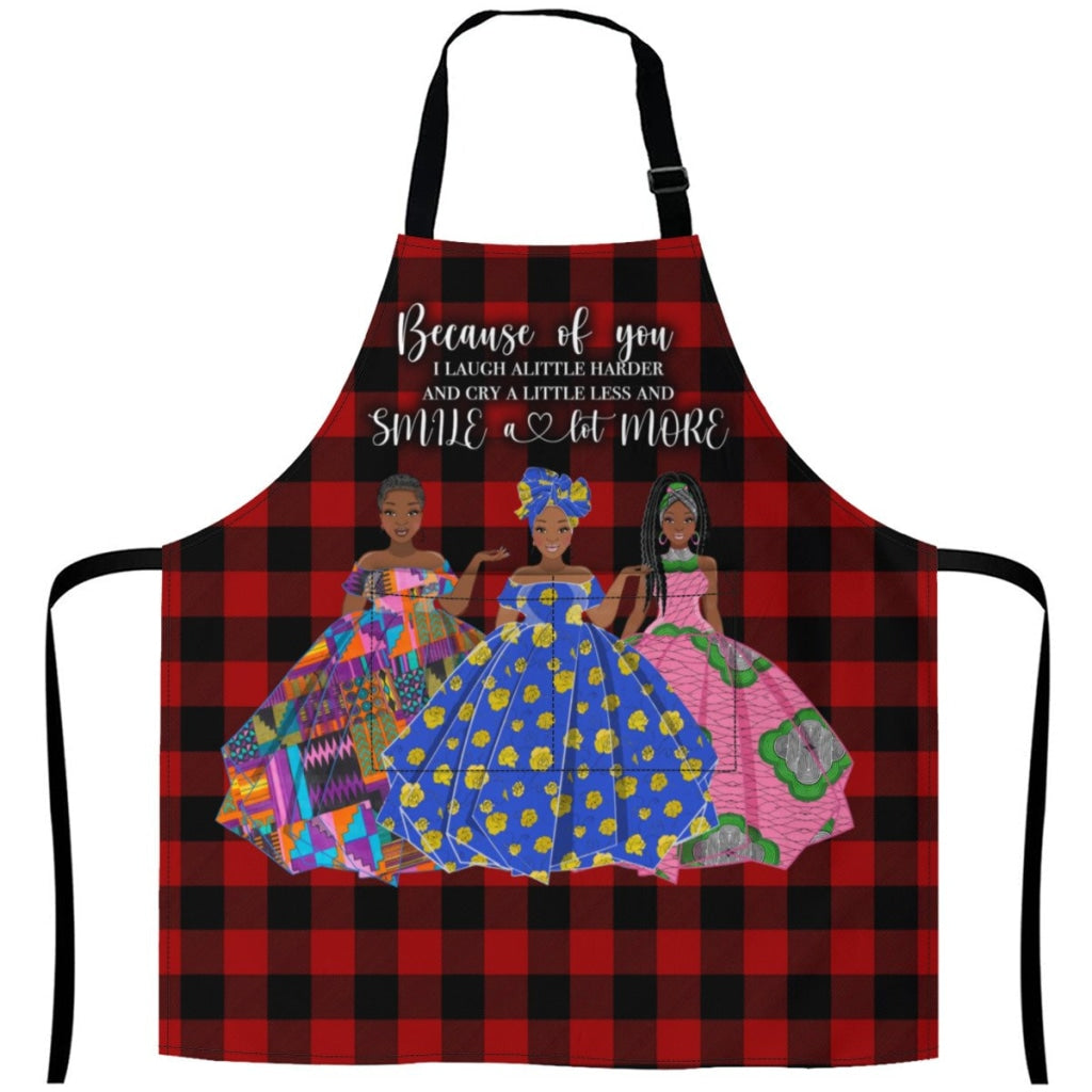 Afro Art Apron For Sistas Cuz Of U -3 Sisters White / One Size