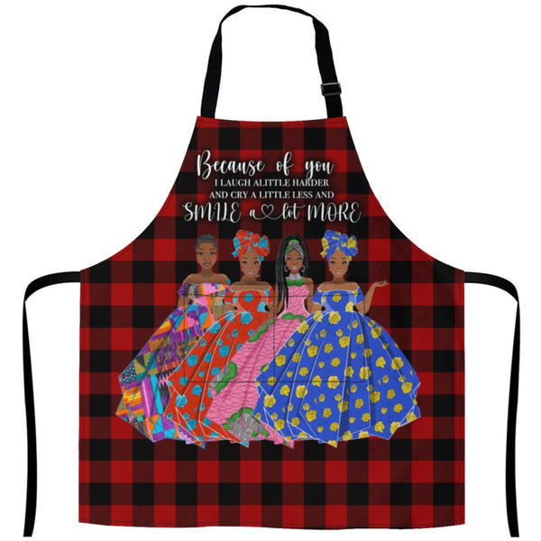Afro Art Apron For Sistas Cuz Of U -4 Sisters White / One Size