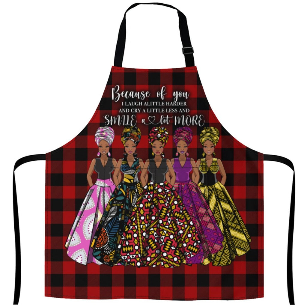 Afro Art Apron For Sistas Cuz Of U -5 Sisters White / One Size