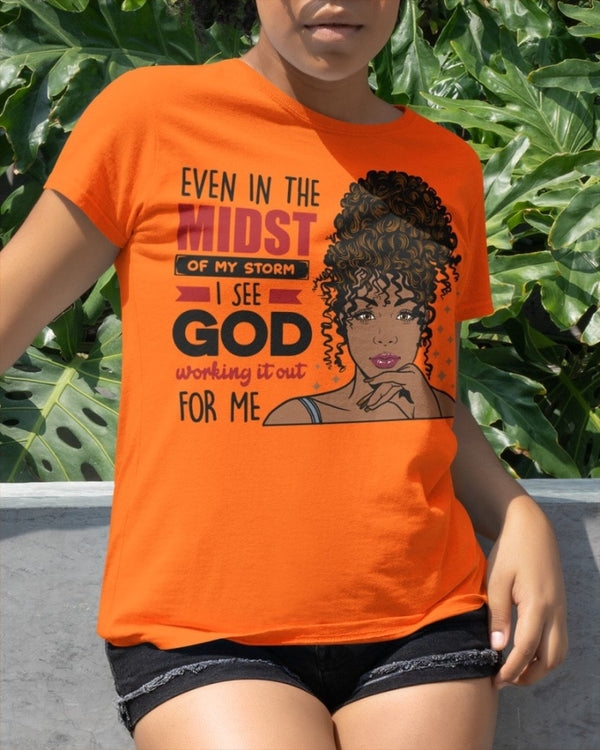 Afro Boss Goddess - Black Woman Classic T-Shirt Orange / Xs T