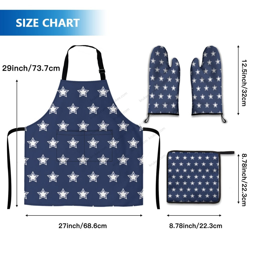 America Patriotic 4 Pack Kitchen Set (Set Of Apron 2 Oven Mitt And Pot Holder)