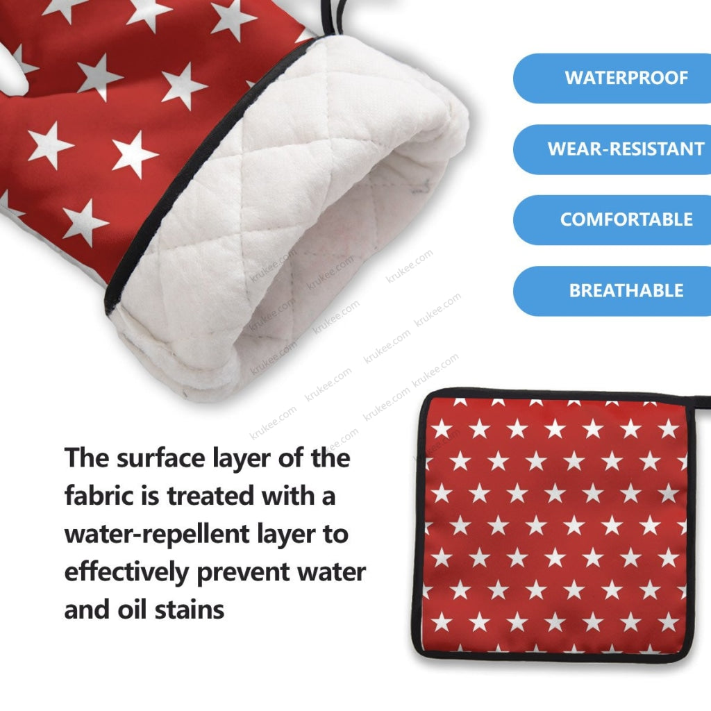 America Patriotic 4 Pack Kitchen Set (Set Of Apron 2 Oven Mitt And Pot Holder)