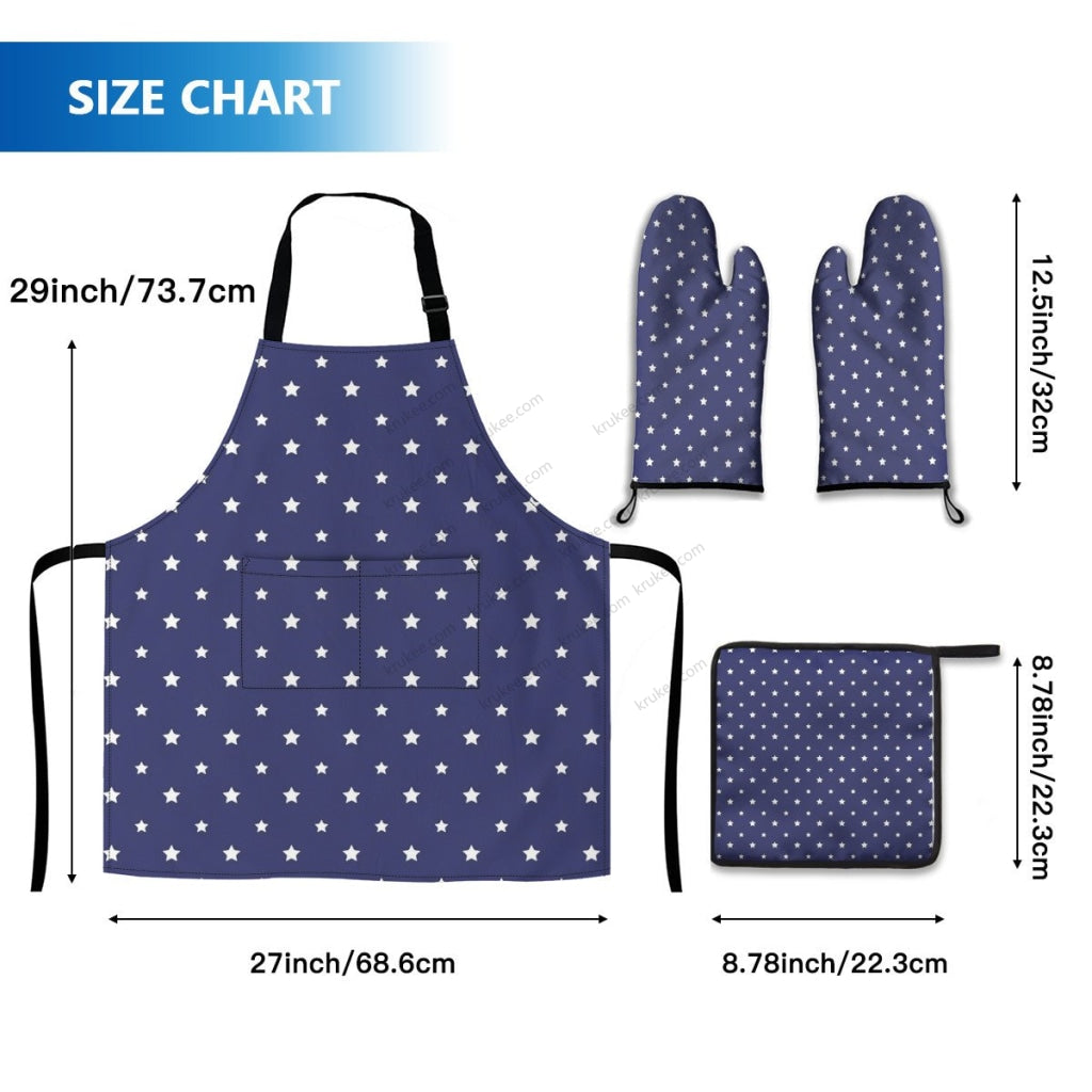 America Patriotic 5 Pack Kitchen Set (Set Of Apron 2 Oven Mitt And Pot Holder)