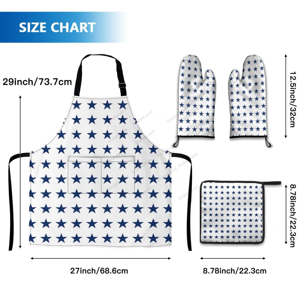 America Patriotic 4 Pack Kitchen Set (Set Of Apron 2 Oven Mitt And Pot Holder)