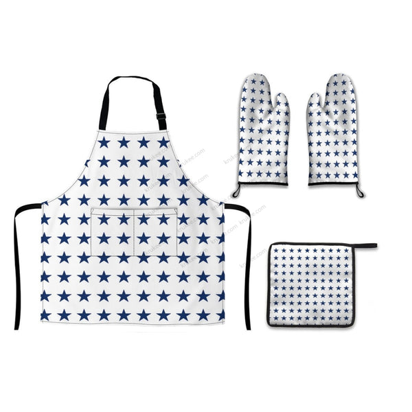 America Patriotic 4 Pack Kitchen Set (Set Of Apron 2 Oven Mitt And Pot Holder)