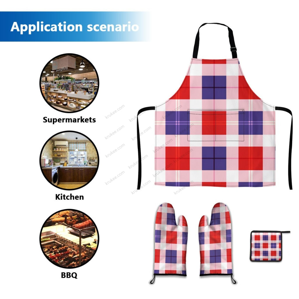 America Patriotic 4 Pack Kitchen Set (Set Of Apron 2 Oven Mitt And Pot Holder)