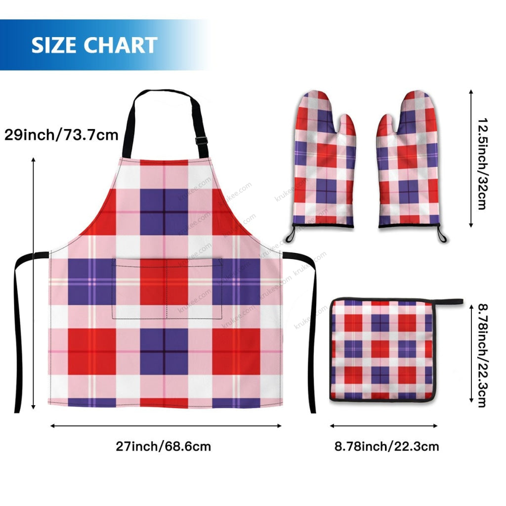 America Patriotic 4 Pack Kitchen Set (Set Of Apron 2 Oven Mitt And Pot Holder)