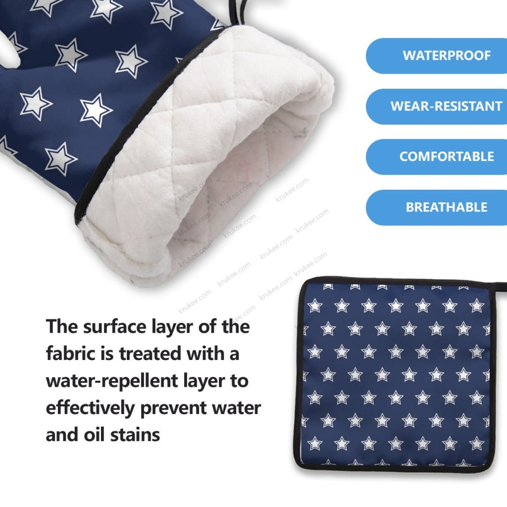 America Patriotic 4 Pack Kitchen Set (Set Of Apron 2 Oven Mitt And Pot Holder)