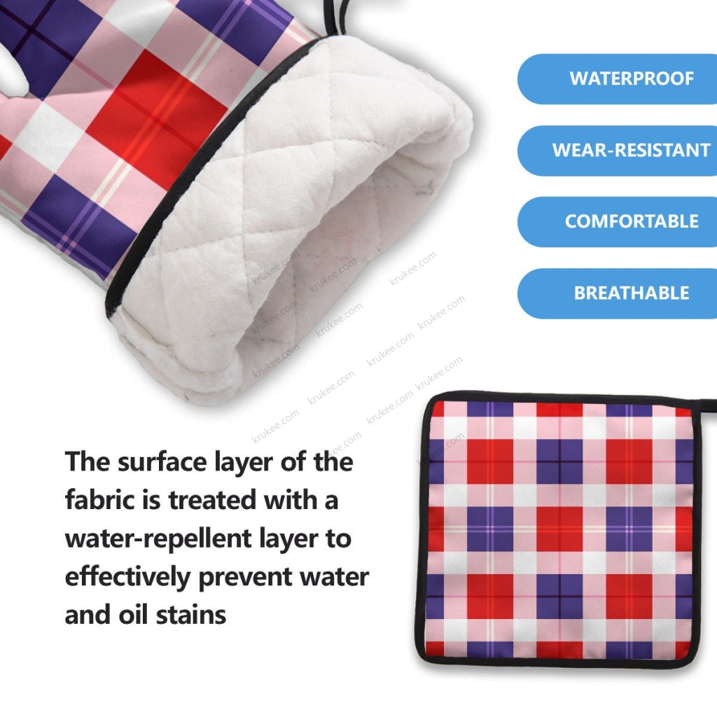 America Patriotic 4 Pack Kitchen Set (Set Of Apron 2 Oven Mitt And Pot Holder)