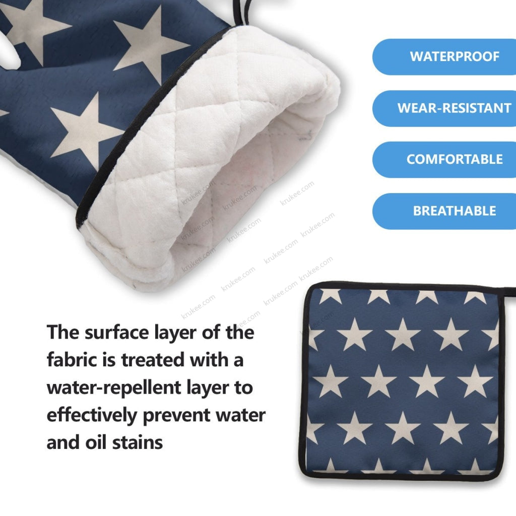 America Patriotic 5 Pack Kitchen Set (Set Of Apron 2 Oven Mitt And Pot Holder)