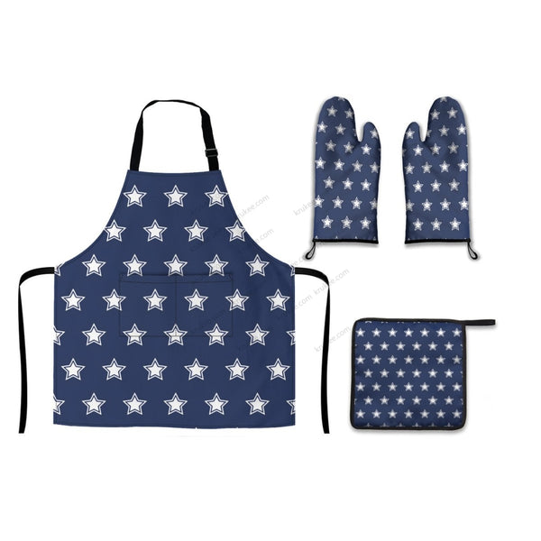 America Patriotic 4 Pack Kitchen Set (Set Of Apron 2 Oven Mitt And Pot Holder)