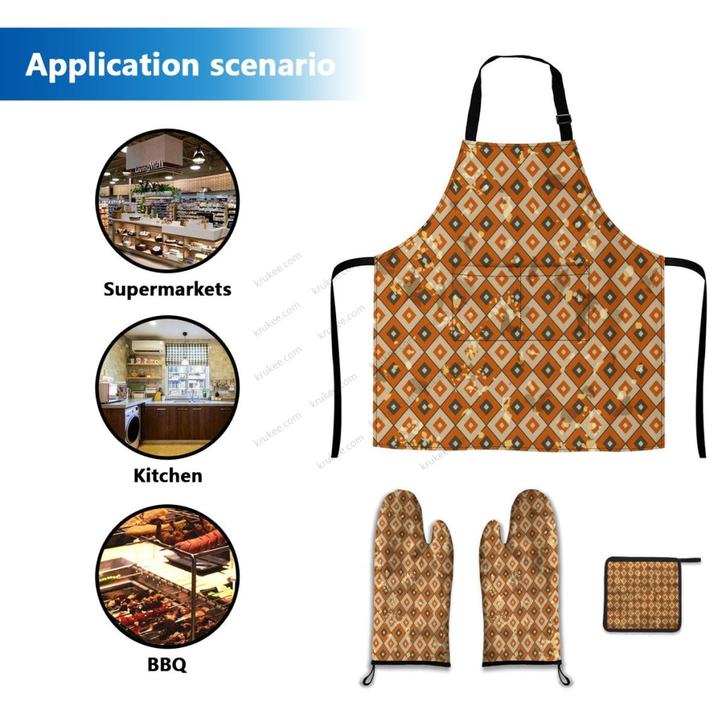 America Patriotic Red White Blue 4 Pack Kitchen Set (Set Of Apron 2 Oven Mitt And Pot Holder)