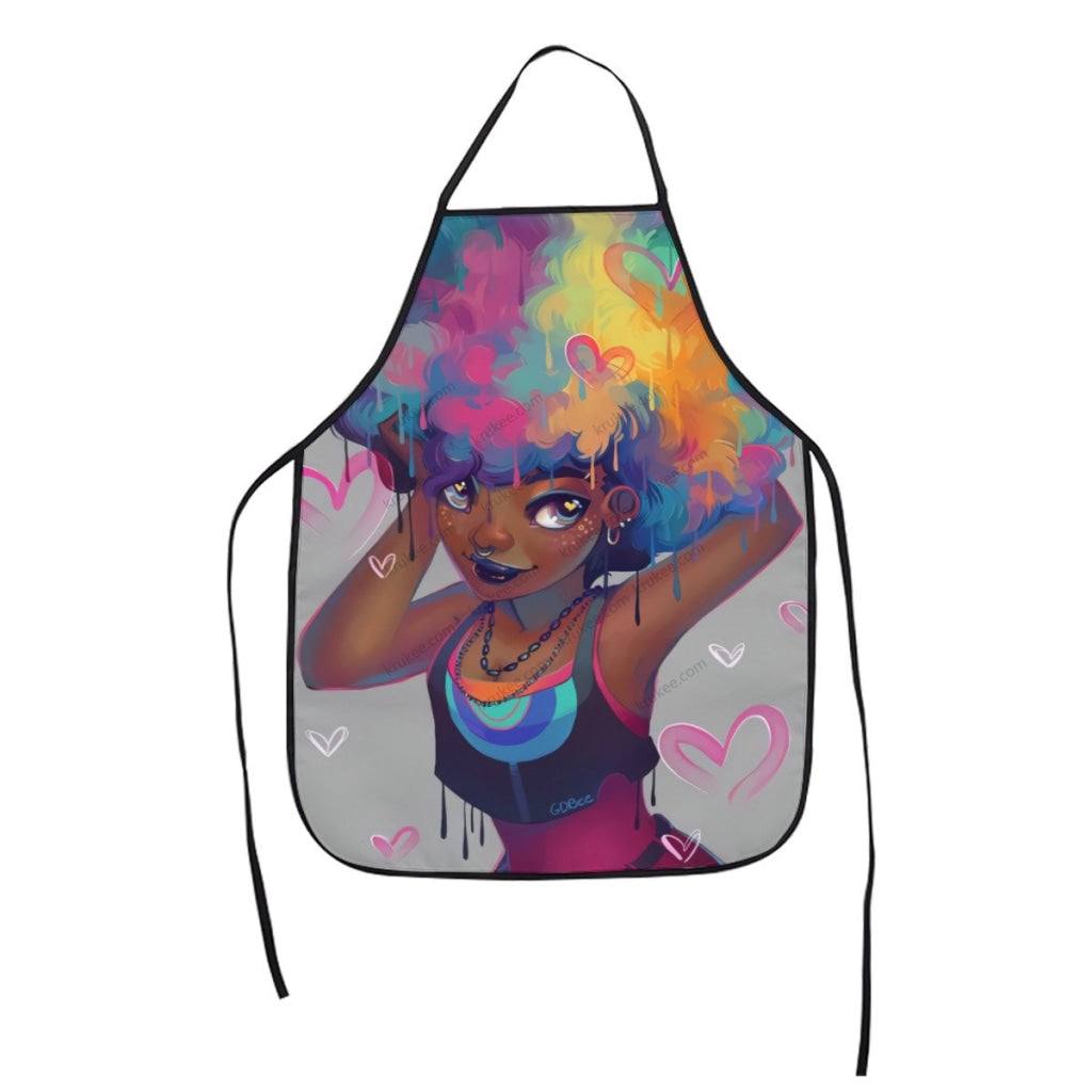Beautiful Black Girl Printed Kids Apron White / One Size
