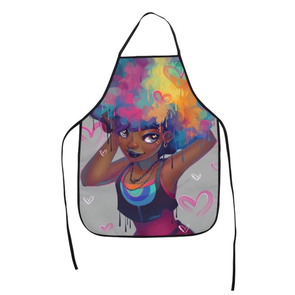 Beautiful Black Girl Printed Kids Apron White / One Size