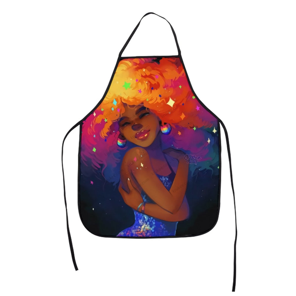 Beautiful Black Girl Printed Kids Apron White / One Size