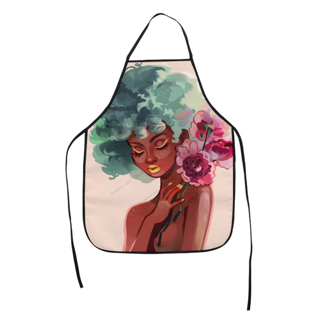Beautiful Black Girl Printed Kids Apron White / One Size