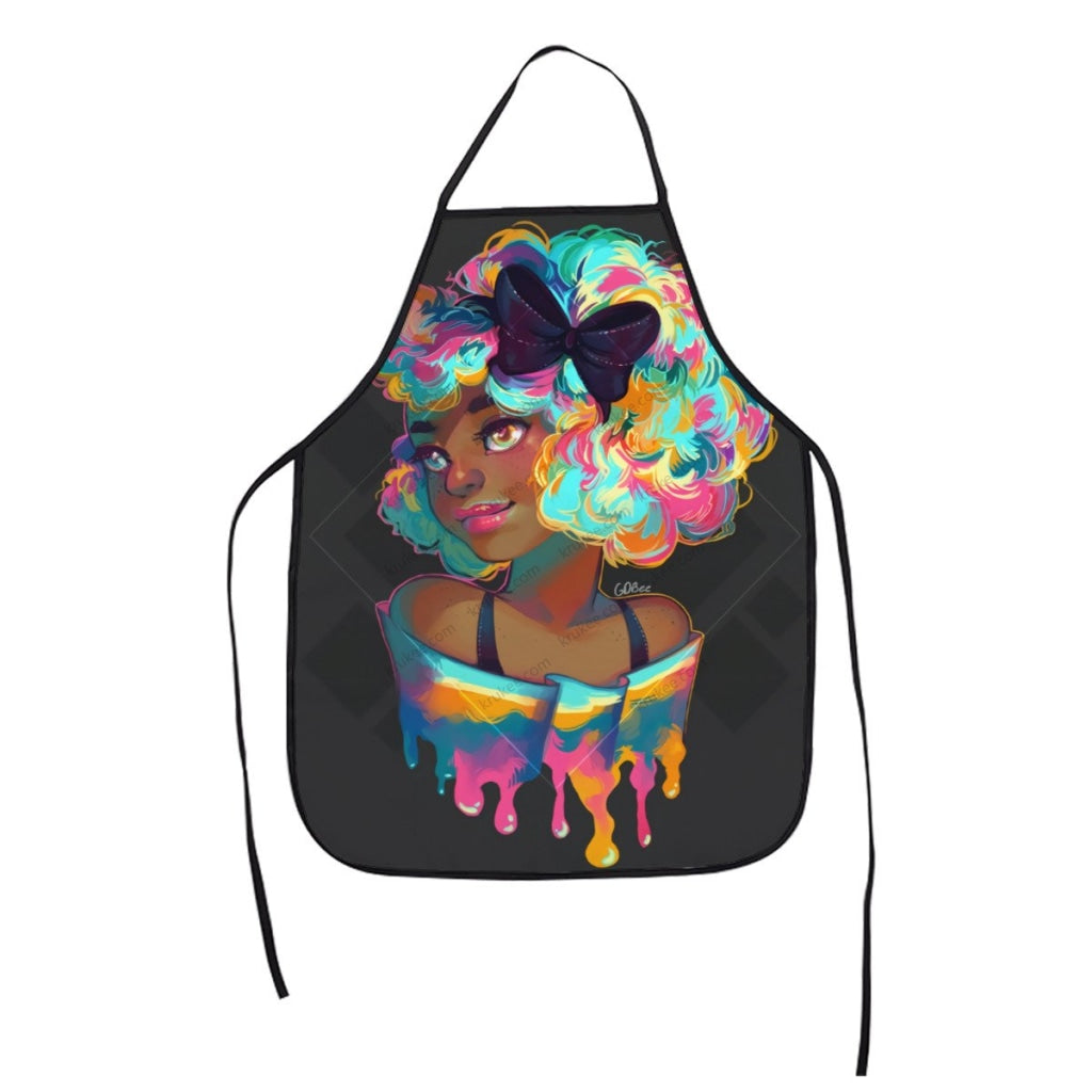 Beautiful Black Girl Printed Kids Apron White / One Size