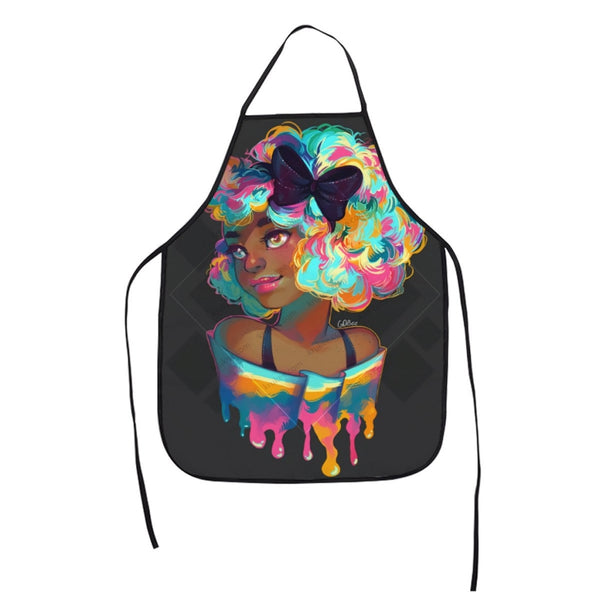 Beautiful Black Girl Printed Kids Apron White / One Size