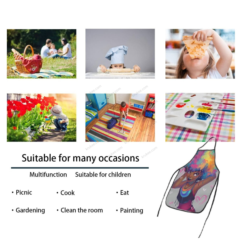 Beautiful Black Girl Printed Kids Apron