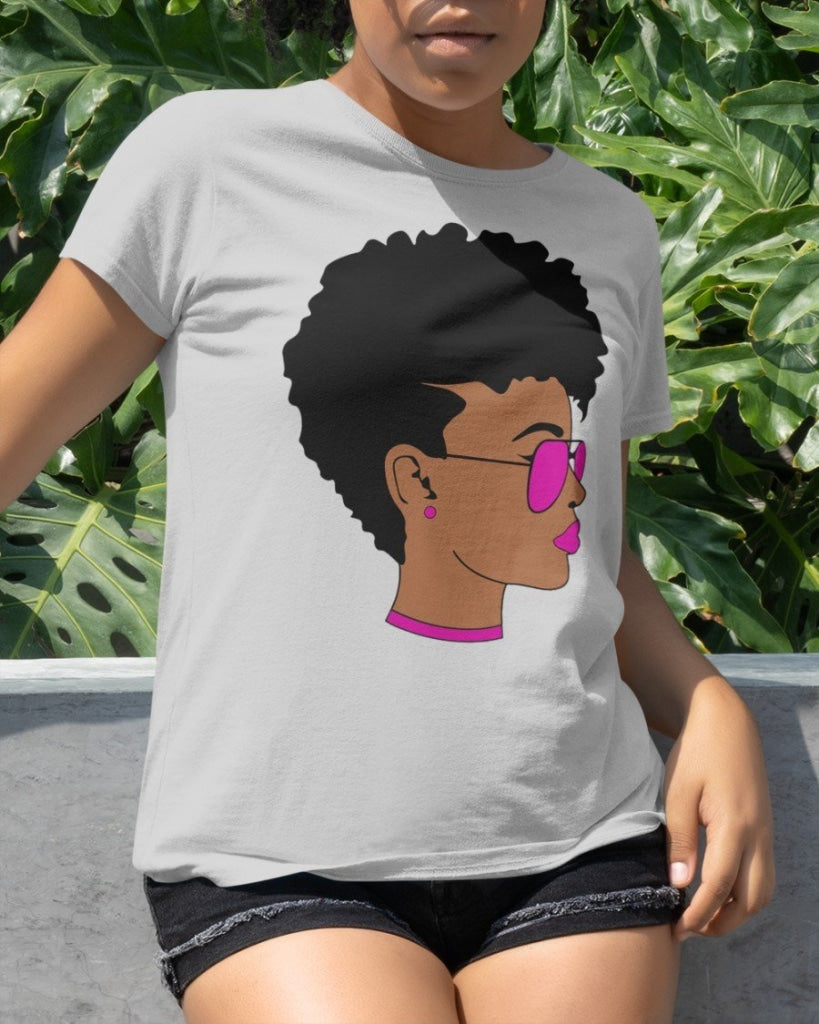 Black Girl Short Hair Classic T-Shirt Lightgrey / Xs T