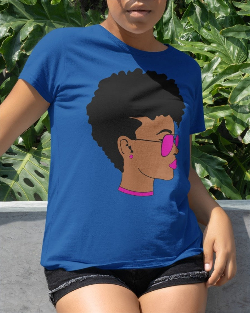 Black Girl Short Hair Classic T-Shirt Royalblue / Xs T