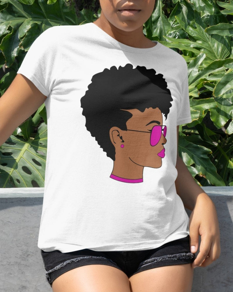 Black Girl Short Hair Classic T-Shirt White / Xs T