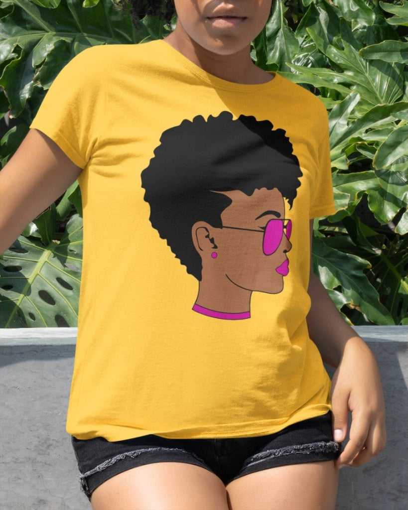 Black Girl Short Hair Classic T-Shirt Yellow / Xs T