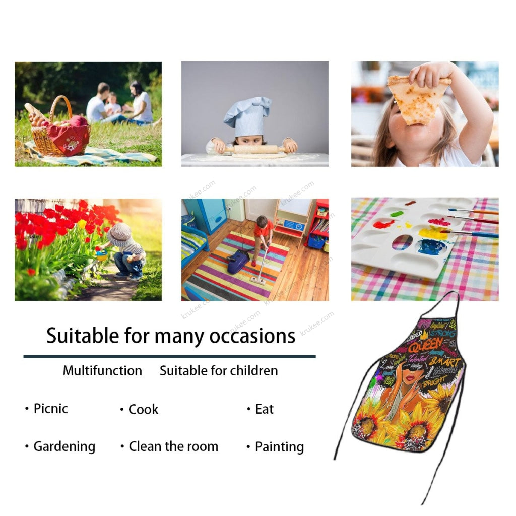 Black Queen Printed Kids Apron