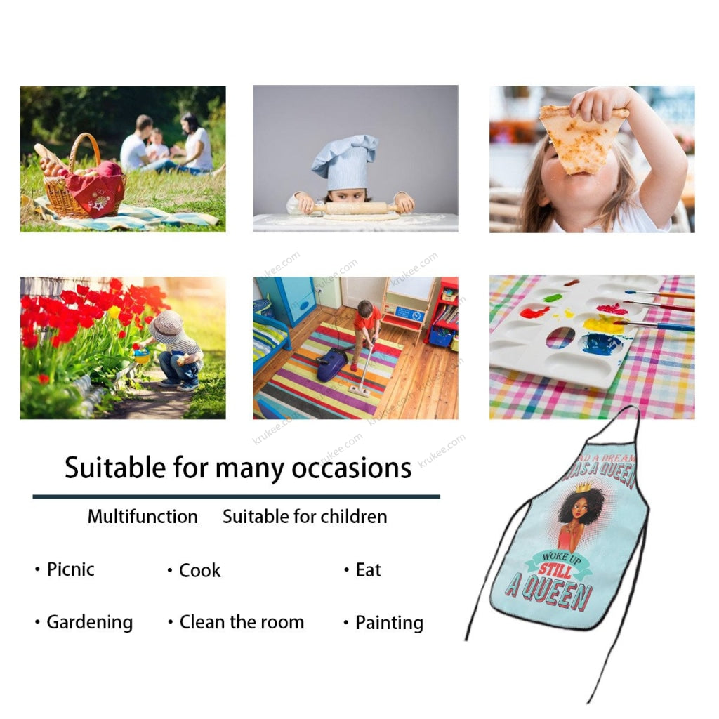 Black Queen Printed Kids Apron