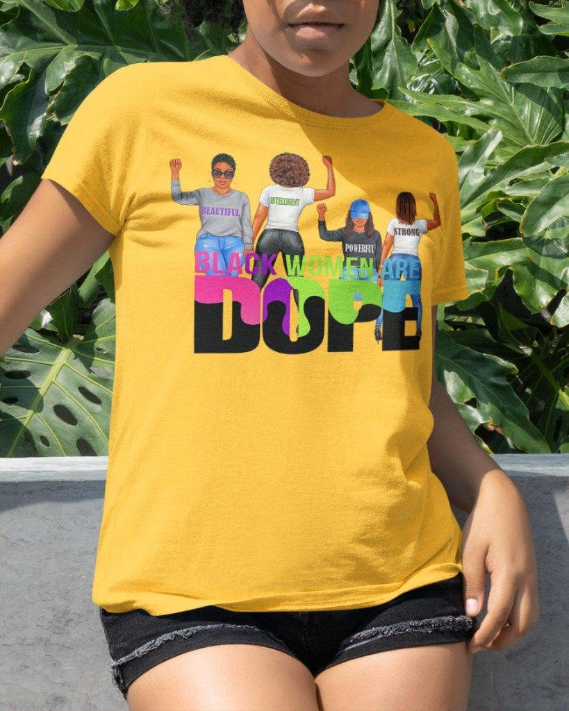 Black Woman Are Dope Classic T-Shirt Yellow / Xs T