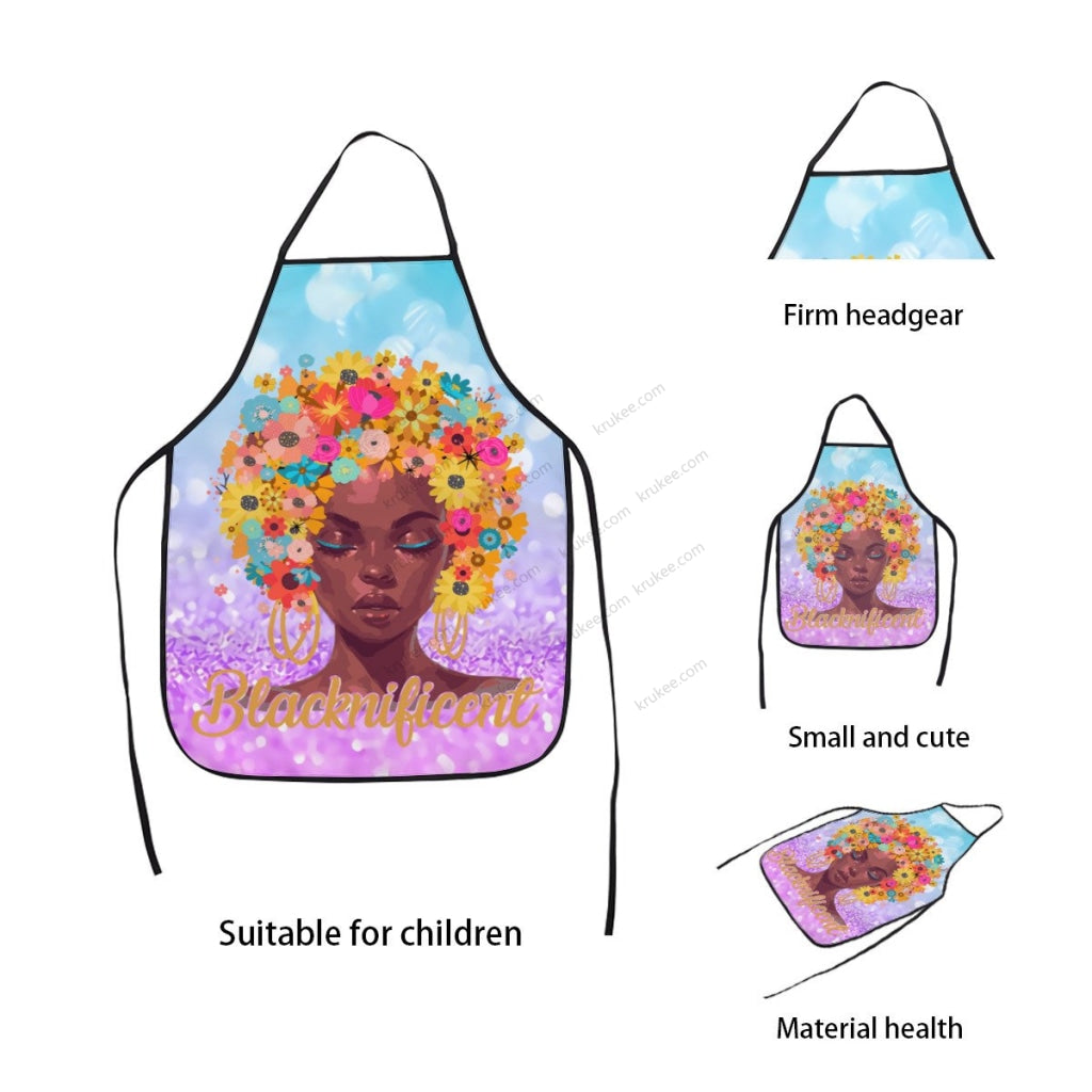 Blacknificent Cute Little Girl Printed Apron