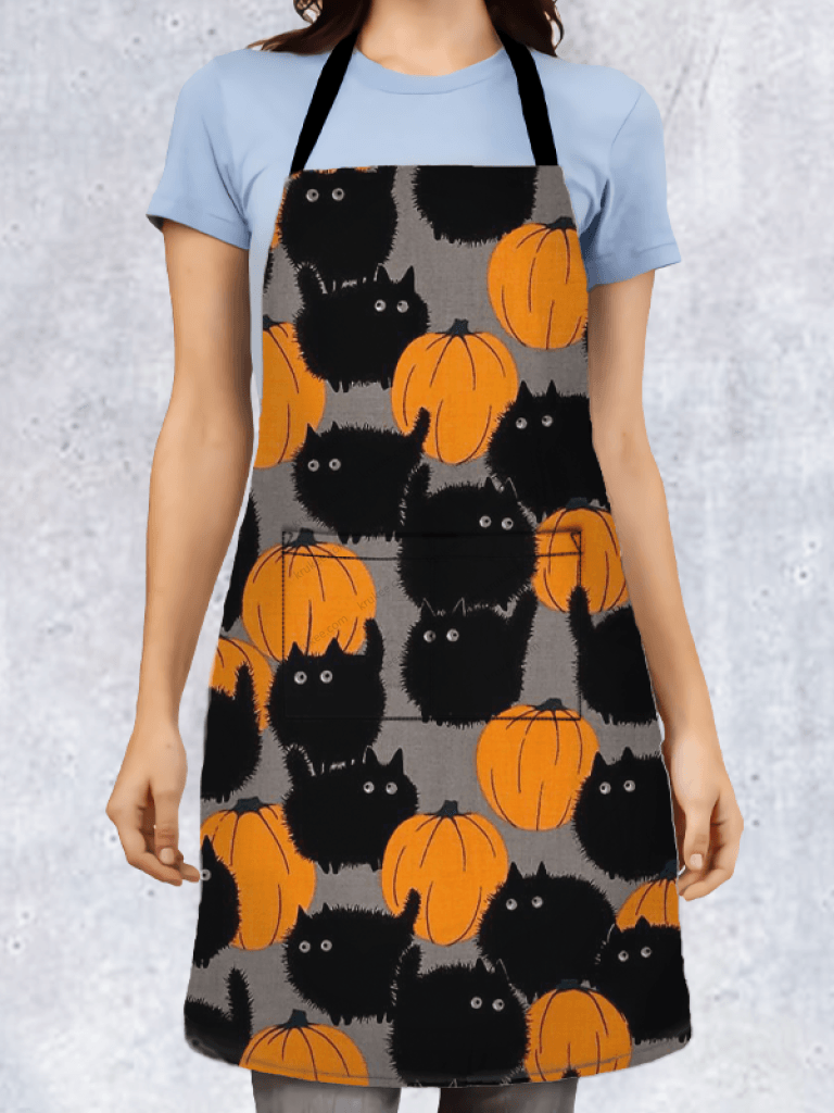 Cat And Pumpkin Apron