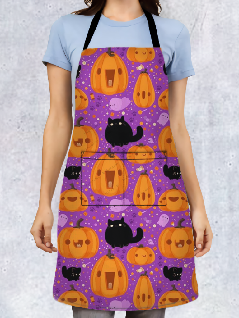 Cat And Pumpkin Apron