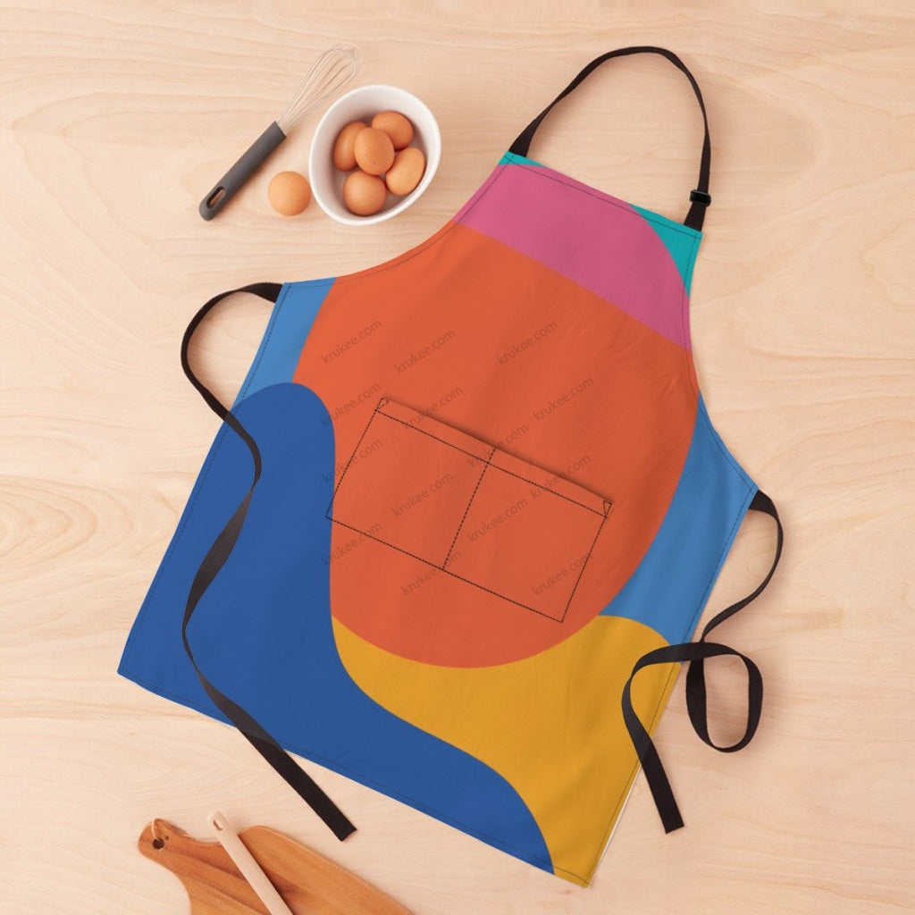 Colorful Landscape Print Apron White / One Size