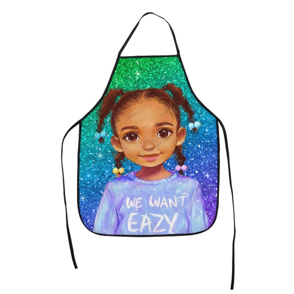 Cute Little Girl Printed Apron White / One Size