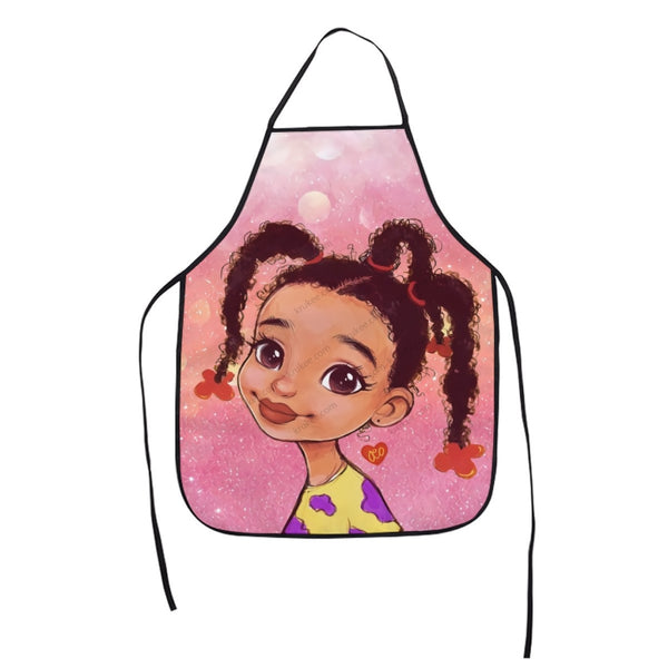 Cute Little Girl Printed Apron White / One Size