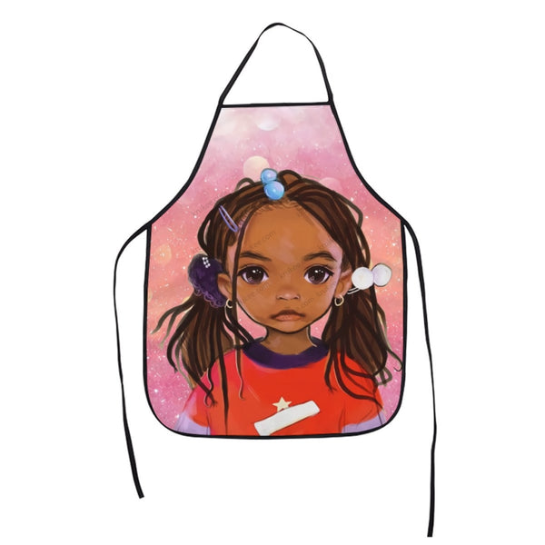 Cute Little Girl Printed Apron White / One Size