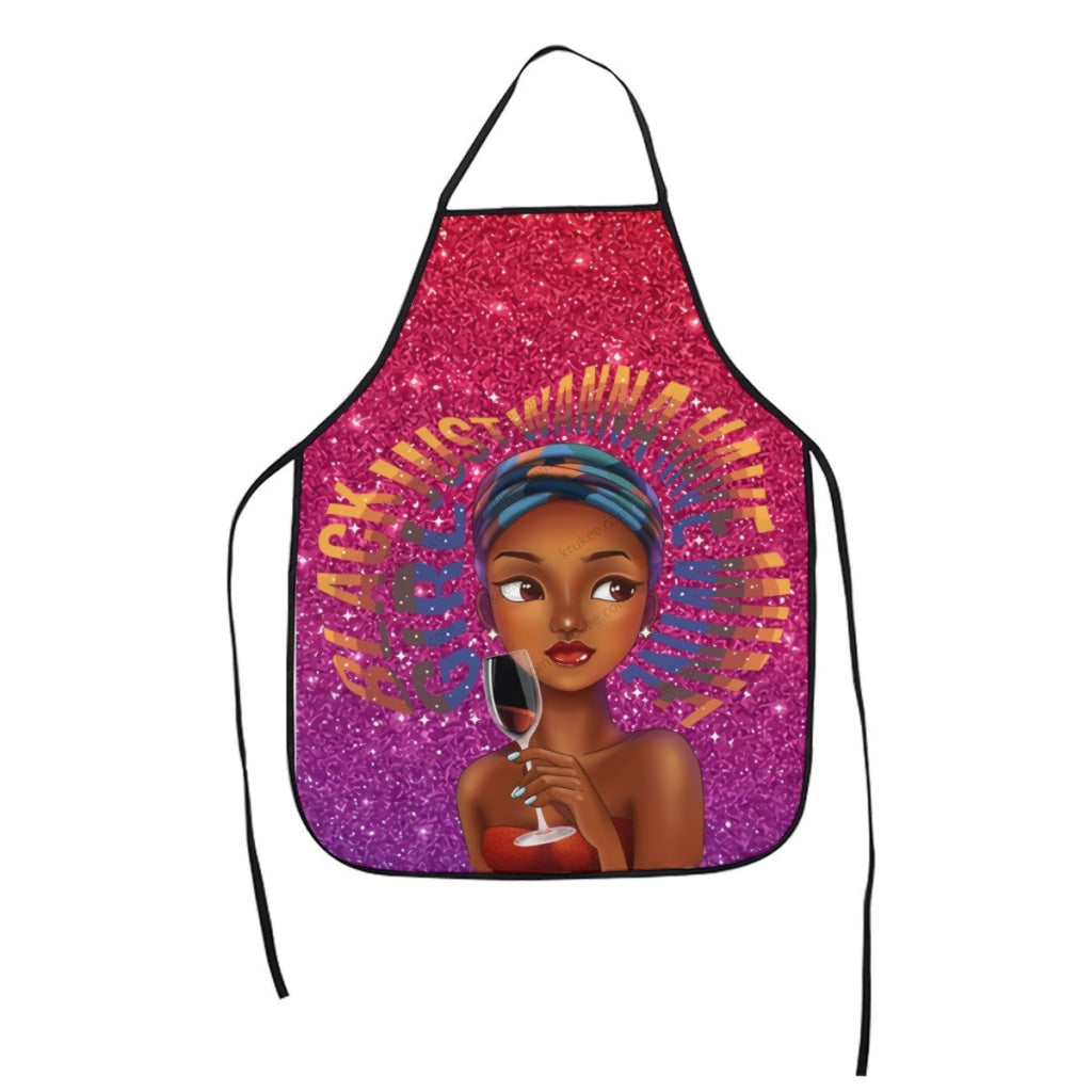 Cute Little Girl Printed Apron White / One Size