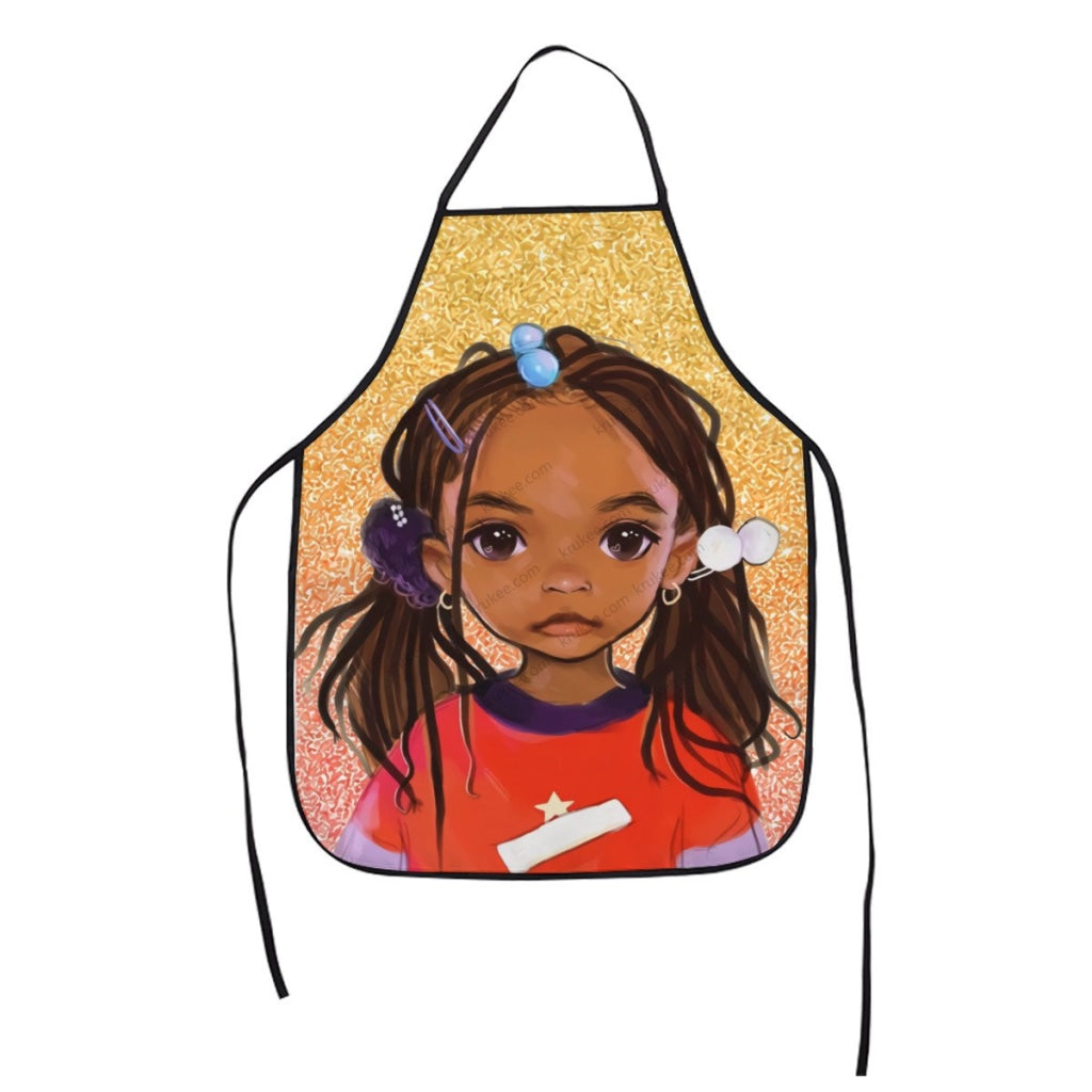 Cute Little Girl Printed Apron White / One Size