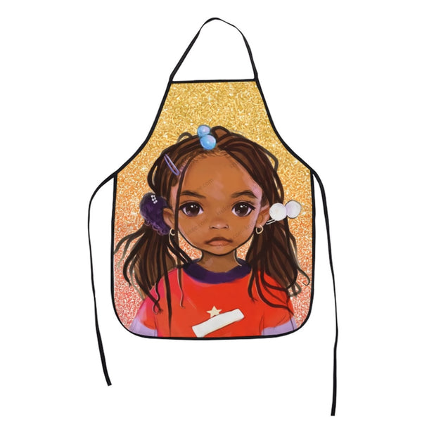 Cute Little Girl Printed Apron White / One Size