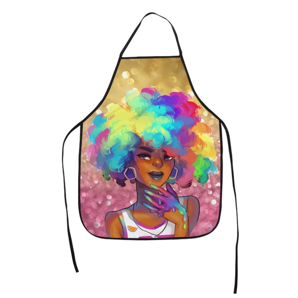 Cute Little Girl Printed Apron White / One Size