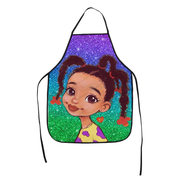 Cute Little Girl Printed Apron White / One Size