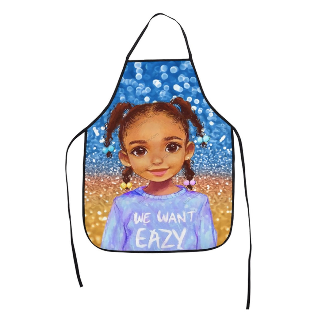 Cute Little Girl Printed Apron White / One Size