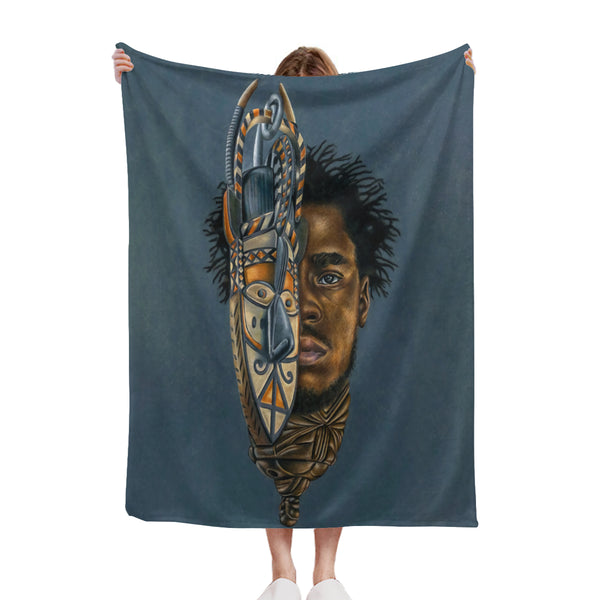 African artwork Sherpa blanket - He