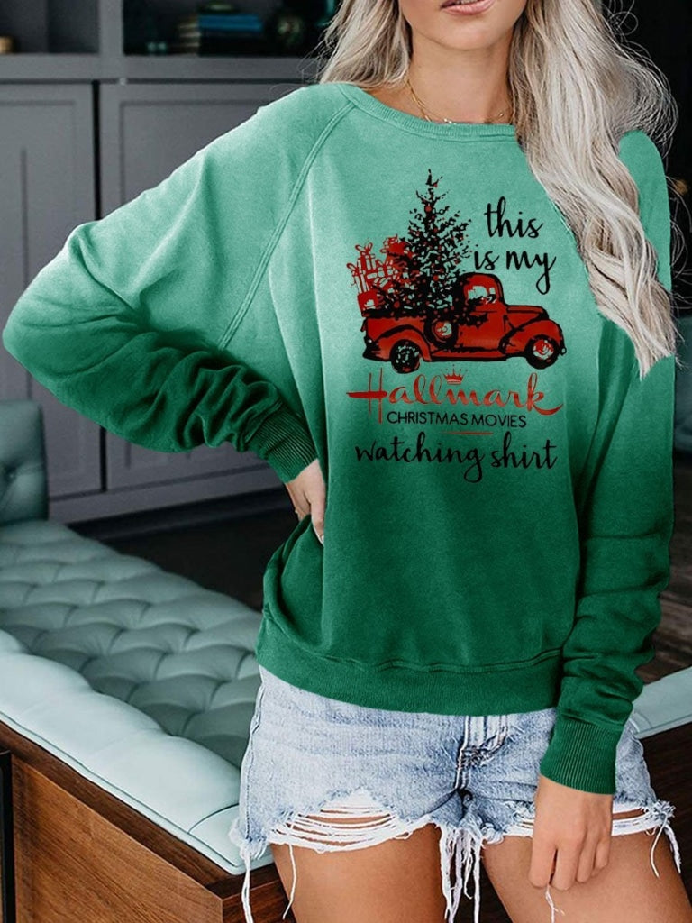 Hallmark Christmas Movies Watching Gradient Sweatshirt Green / S Sweatshirt
