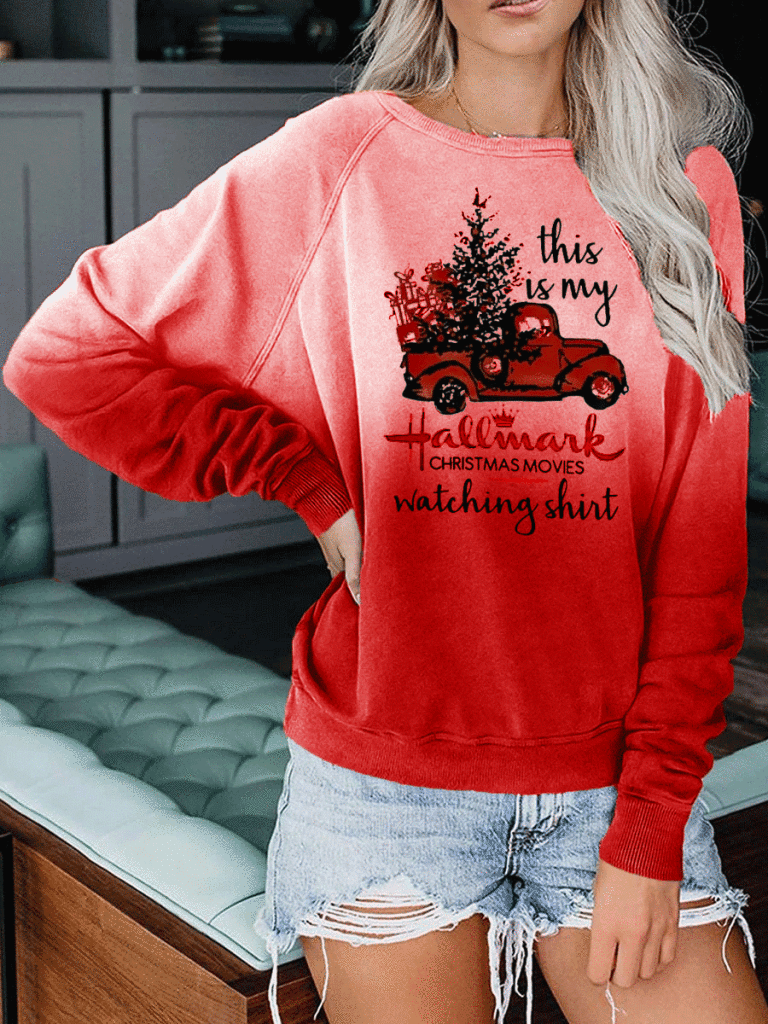 Hallmark Christmas Movies Watching Gradient Sweatshirt Red / S Sweatshirt