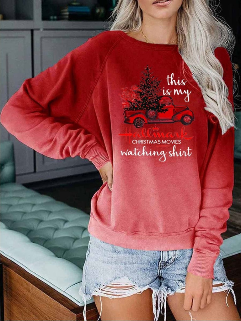 Hallmark Christmas Movies Watching Gradient Sweatshirt Red02 / S Sweatshirt