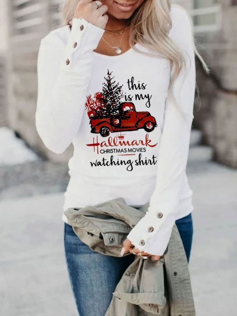 Hallmark Christmas Movies Watching Long Sleeve T-Shirt White / S T-Shirt