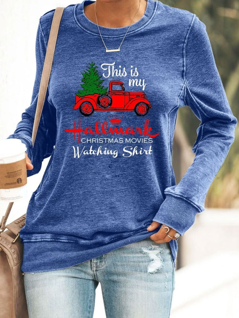 Hallmark Christmas Movies Watching Sweatshirt Blue / S Sweatshirt
